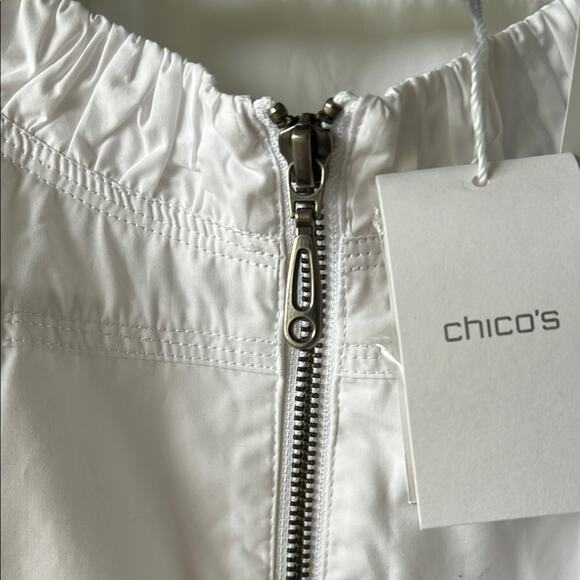 NWT Chicos Diamond Doll Delaney Optic White Zip-Up Jacket - Picture 4 of 8